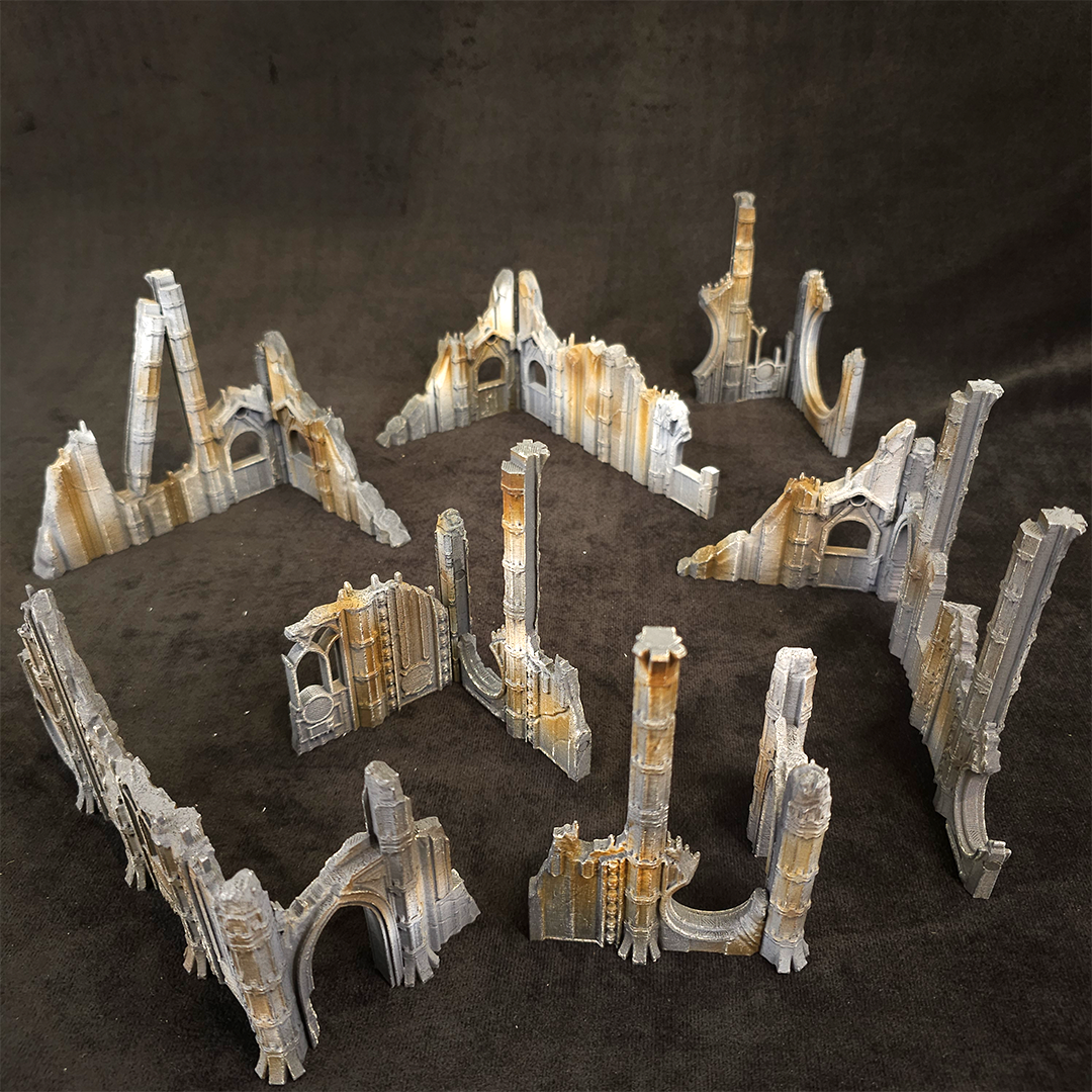 Gothic Sci-Fi Ruins Terrain Bundle – 10 Pieces