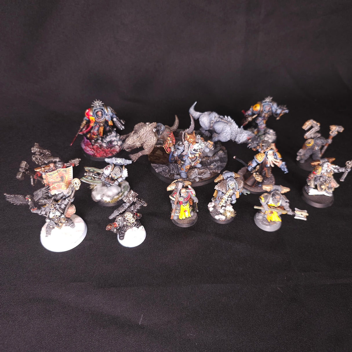 Warhammer 40,000 - Space Wolves - 13 Painted Characters with Converted Logan Grimnar