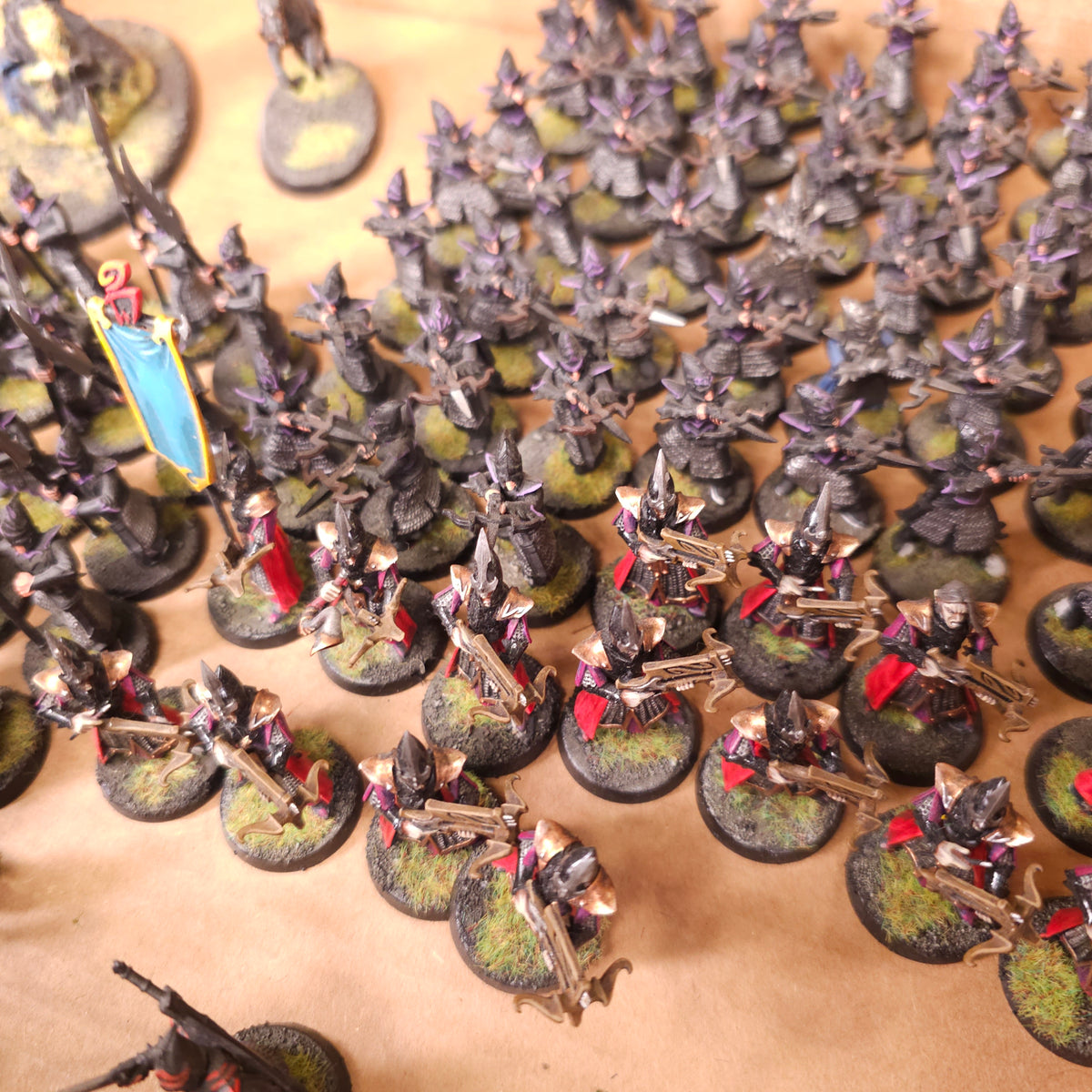 Warhammer Age of Sigmar / The Old World - Dark Elves - Painted Infantry & Black Dragon