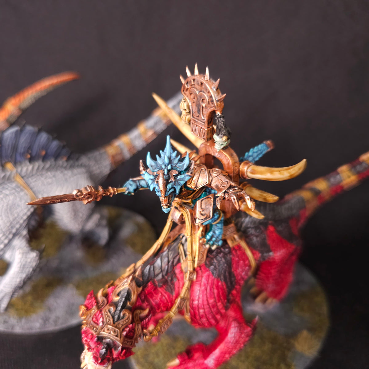 Age of Sigmar / The Old World - Seraphon / Lizardmen - Painted Carnosaur and Troglodon Monsters