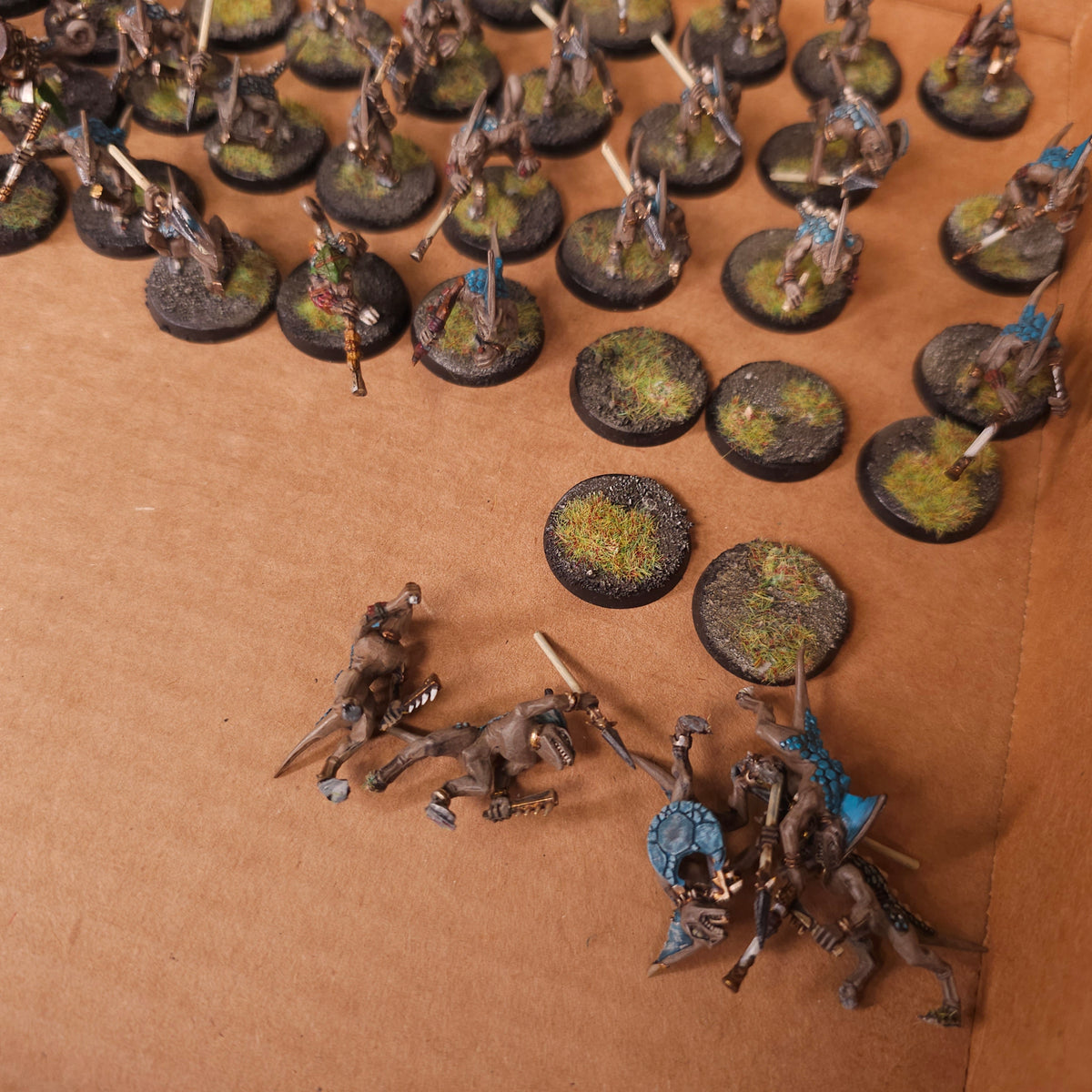 Age of Sigmar / The Old World - Seraphon / Lizardmen - Painted Kroxigor and Skink Infantry