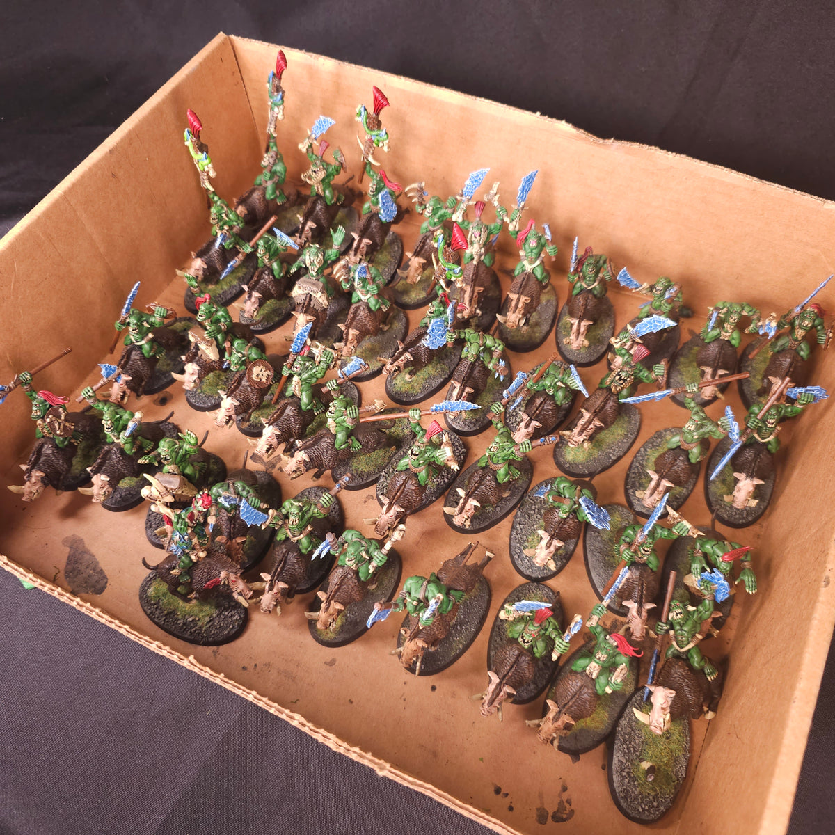 Age of Sigmar / The Old World - Bonesplitterz / Orc & Goblin Tribes - Painted Savage Orc Boar Riders