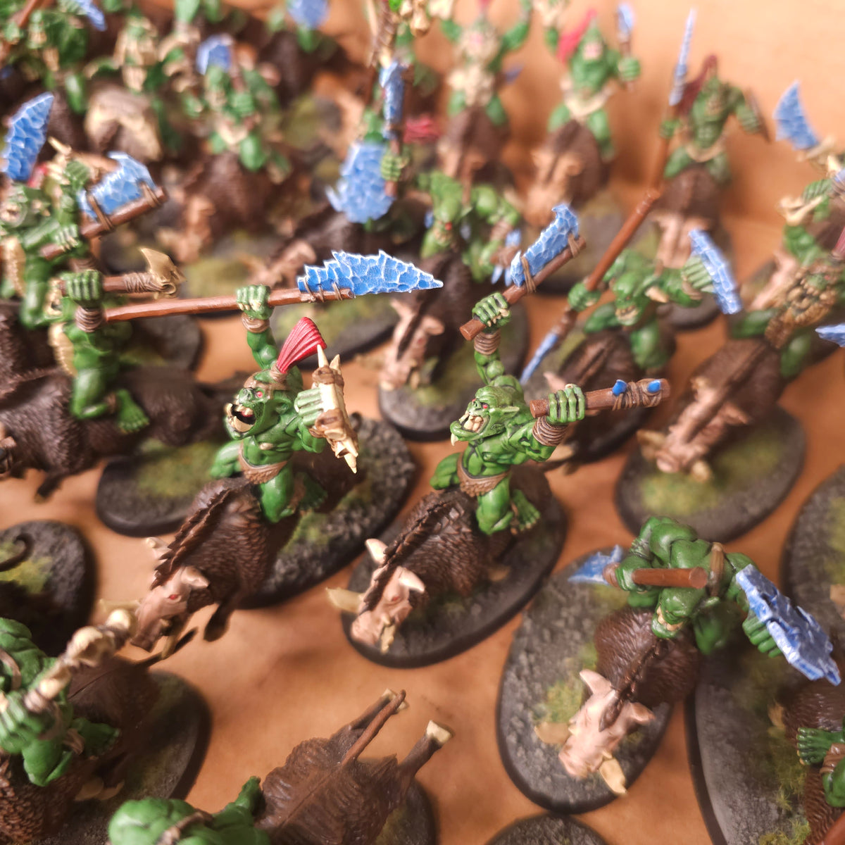 Age of Sigmar / The Old World - Bonesplitterz / Orc & Goblin Tribes - Painted Savage Orc Boar Riders