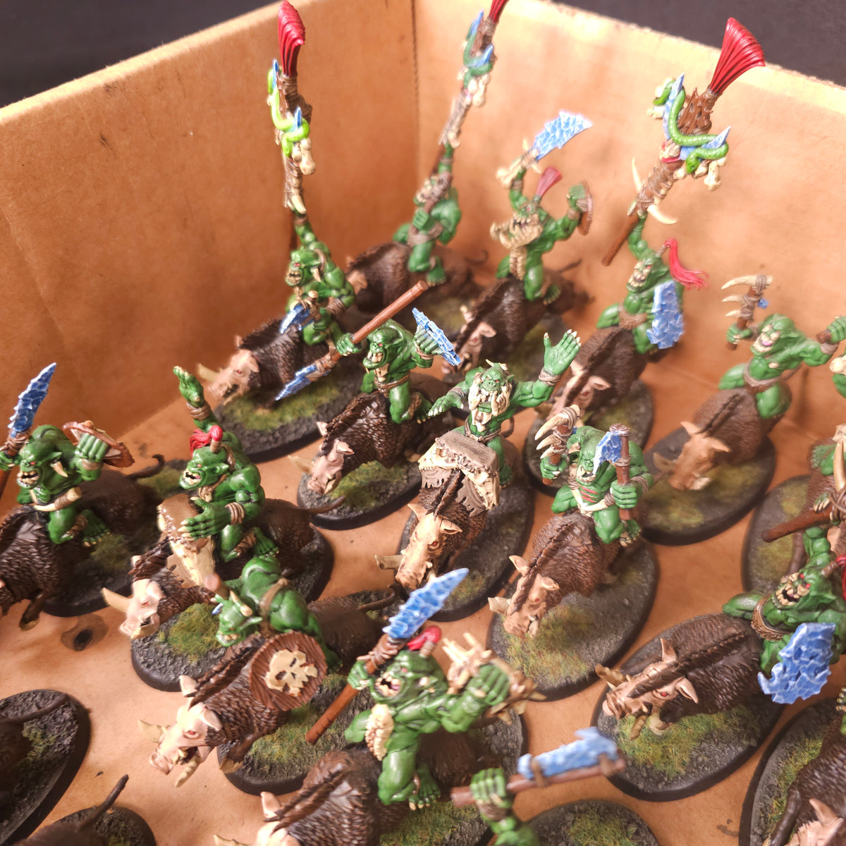 Age of Sigmar / The Old World - Bonesplitterz / Orc & Goblin Tribes - Painted Savage Orc Boar Riders