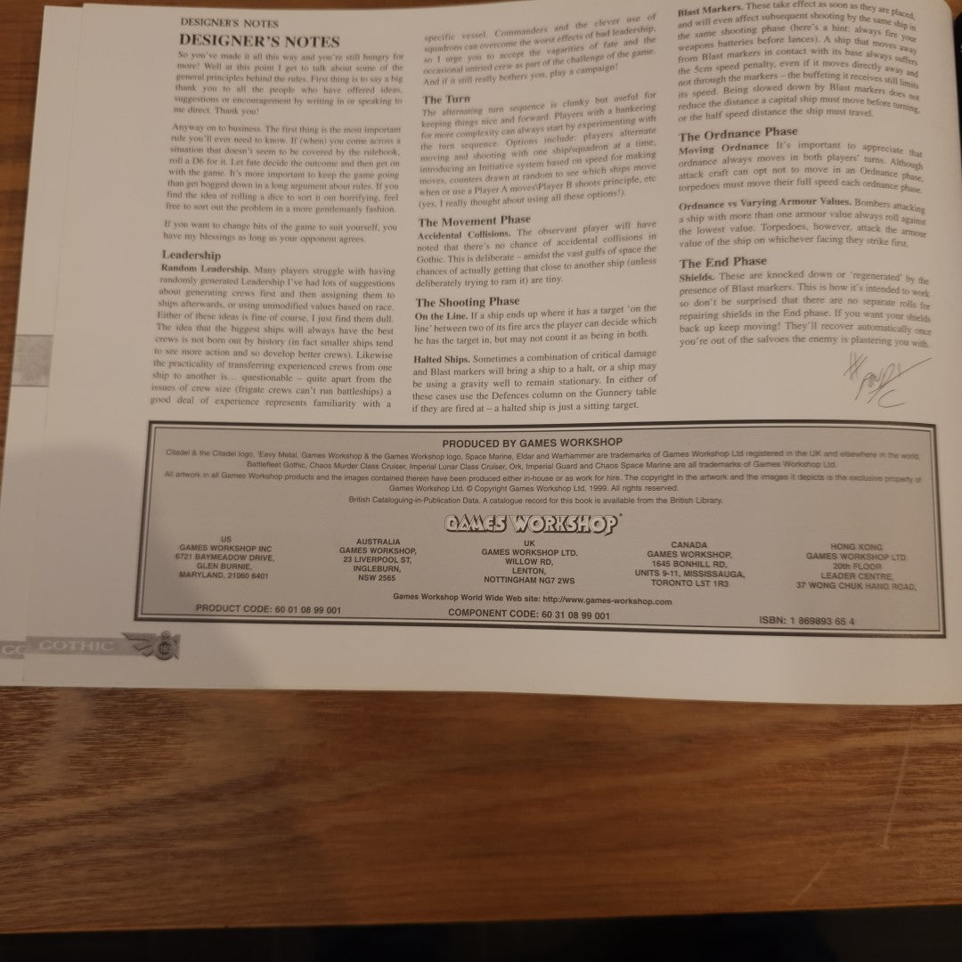 Battlefleet Gothic - Rulebook - 1999 game; 1999 — photo 3 of 3