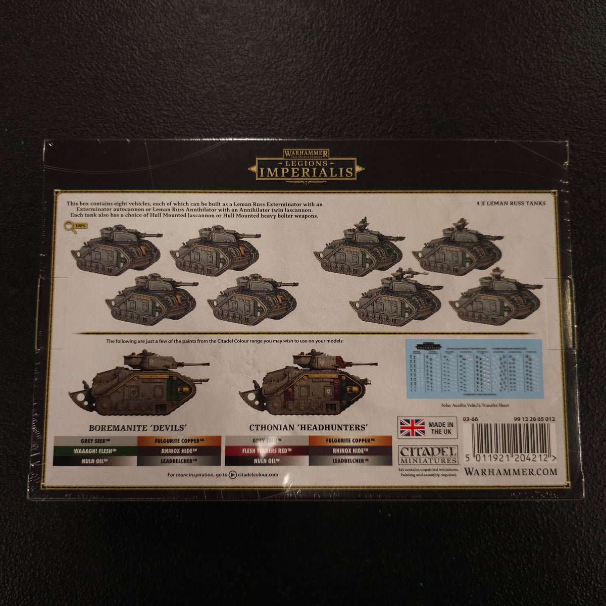 Leman Russ Exterminator and Annihilator Squadron - back packaging