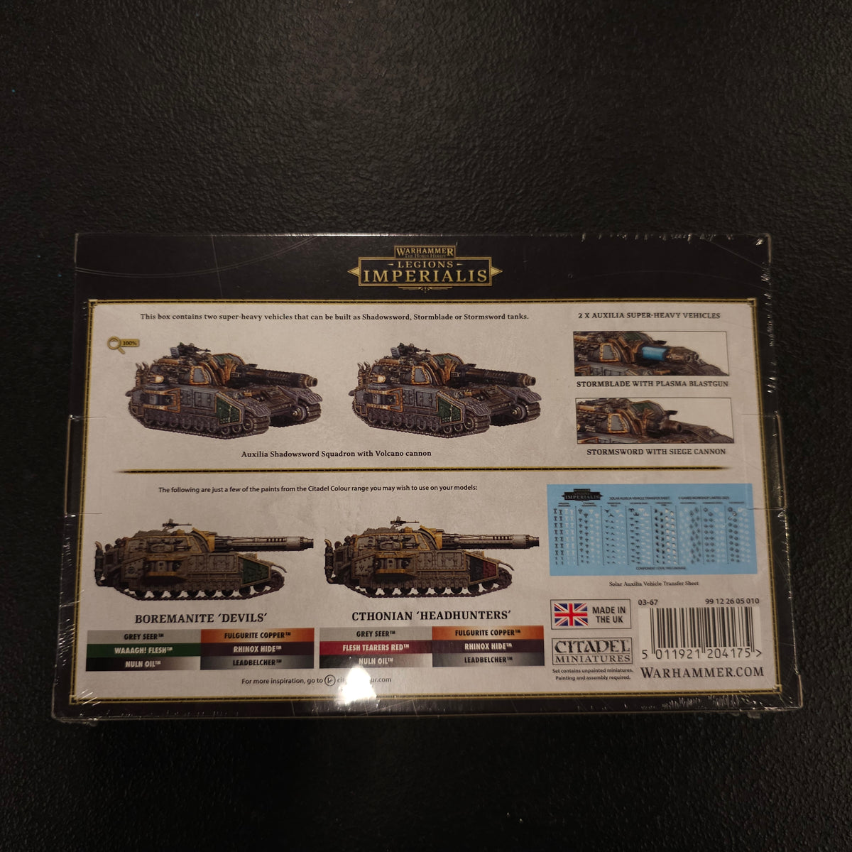 Shadowswords, Stormblades and Stormswords - back packaging