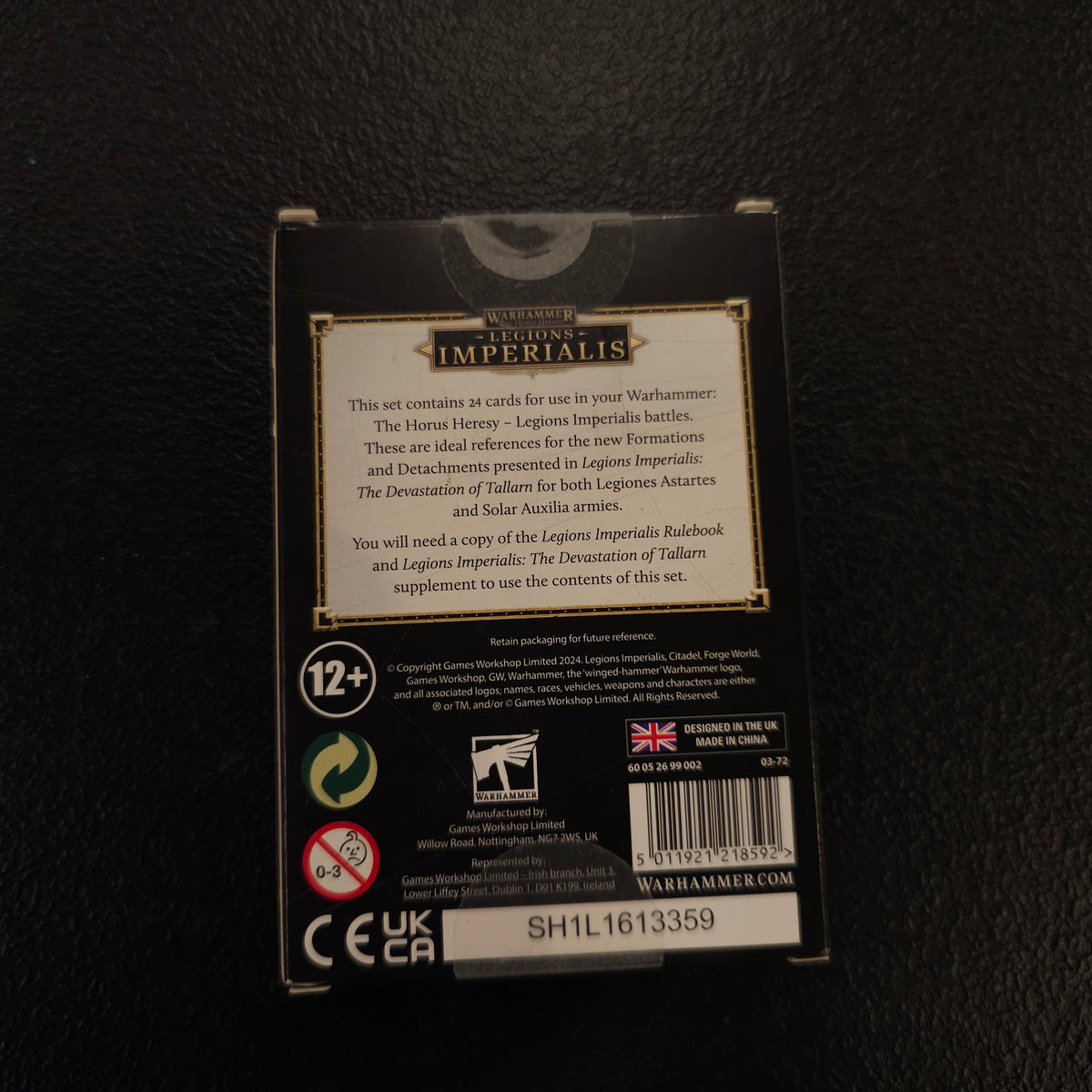 The Devastation of Tallarn Army Cards - back packaging