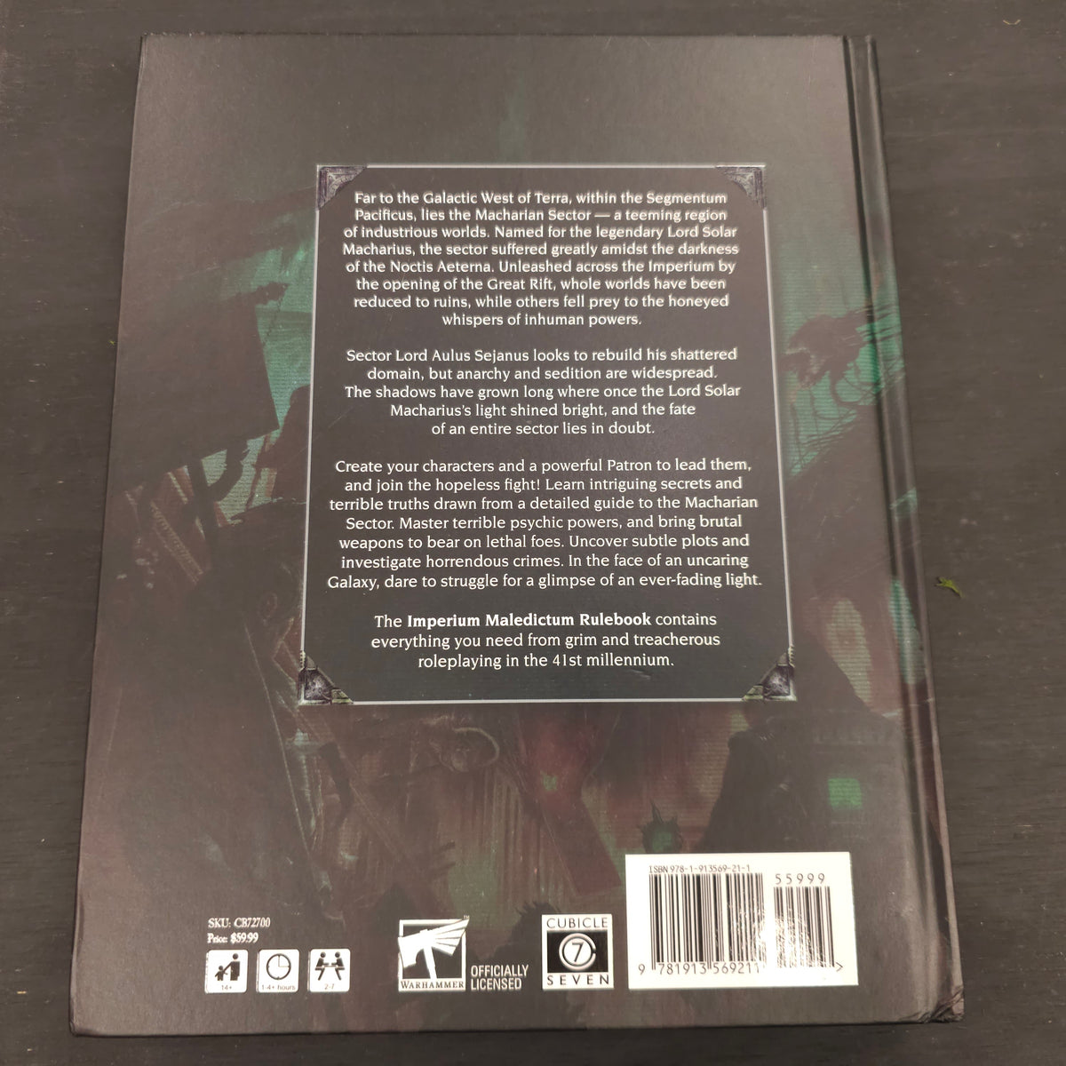 Warhammer 40,000 Roleplay: Imperium Maledictum - Core Rulebook - 1st edition; 2023 - back cover