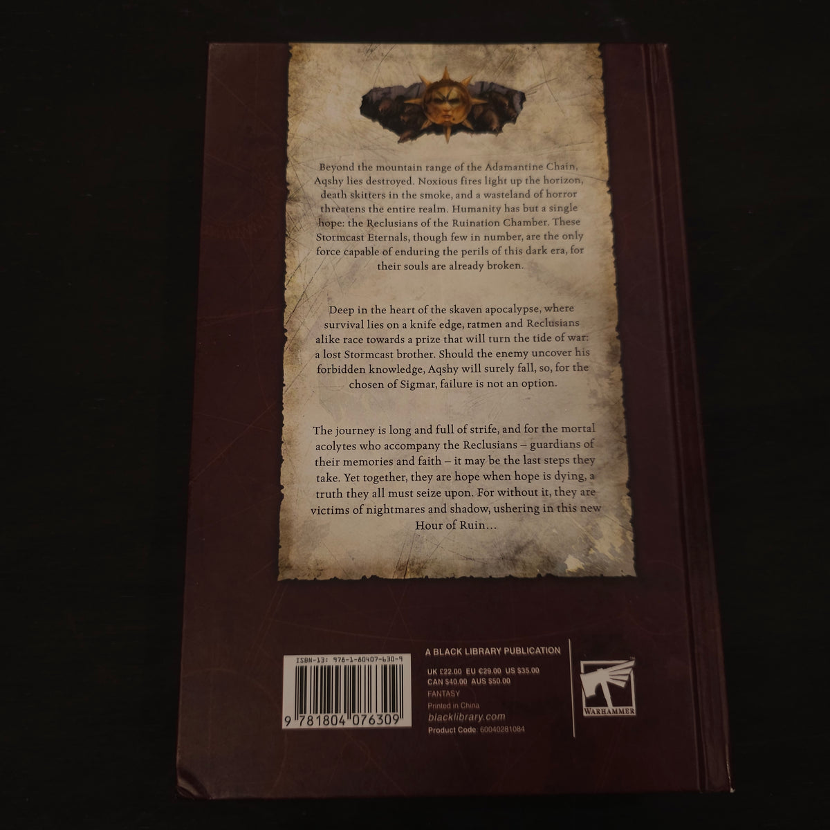 Age of Sigmar - Skaventide - Hardcover; 2024 - back cover