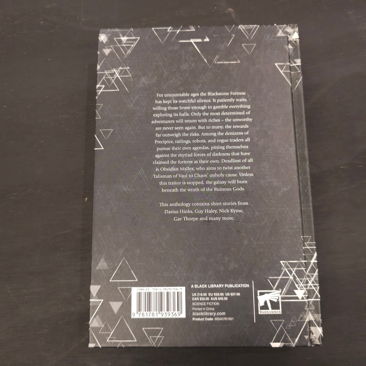 Warhammer Quest: Blackstone Fortress - Vaults of Obsidian: A Blackstone Fortress Anthology - Hardcover; 2019 - back cover