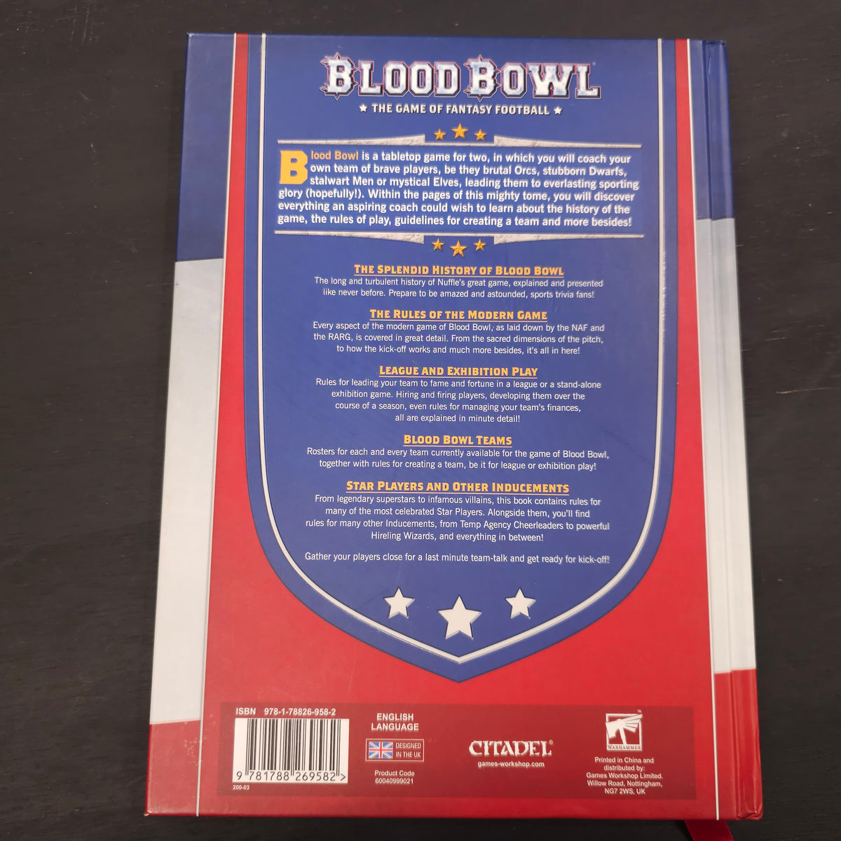 Blood Bowl - The Official Rules - Second Season edition; 2020 - back cover