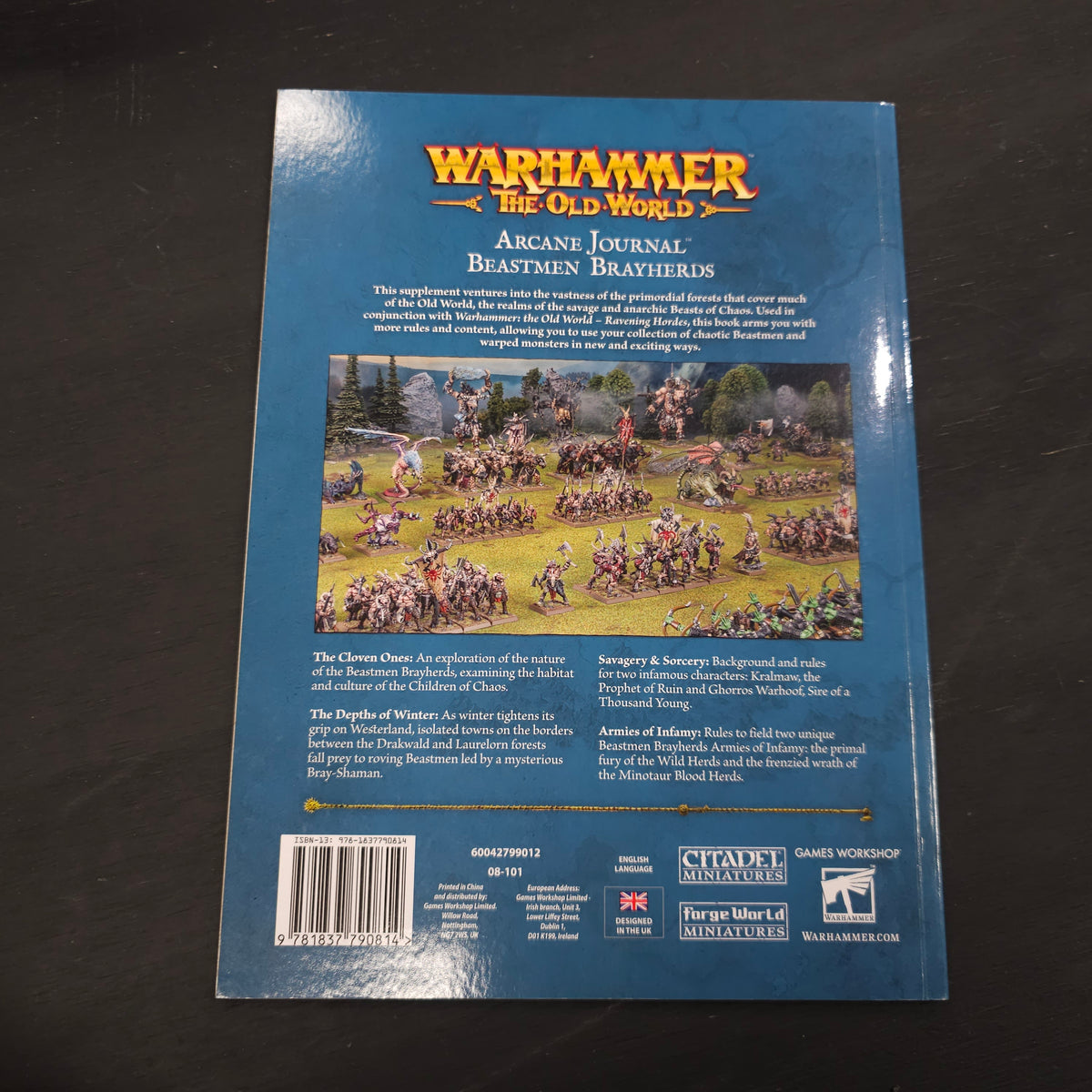 Warhammer: The Old World - Arcane Journal: Beastmen Brayherds - 1st edition; 2025 - back cover