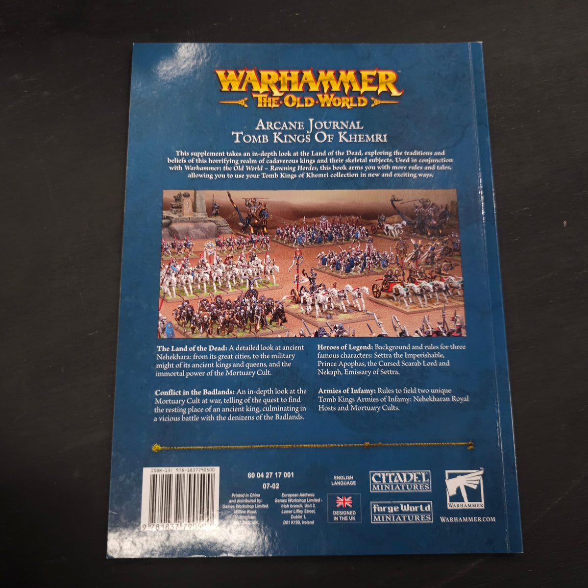 Warhammer: The Old World - Arcane Journal: Tomb Kings of Khemri - 1st edition; 2024 - back cover