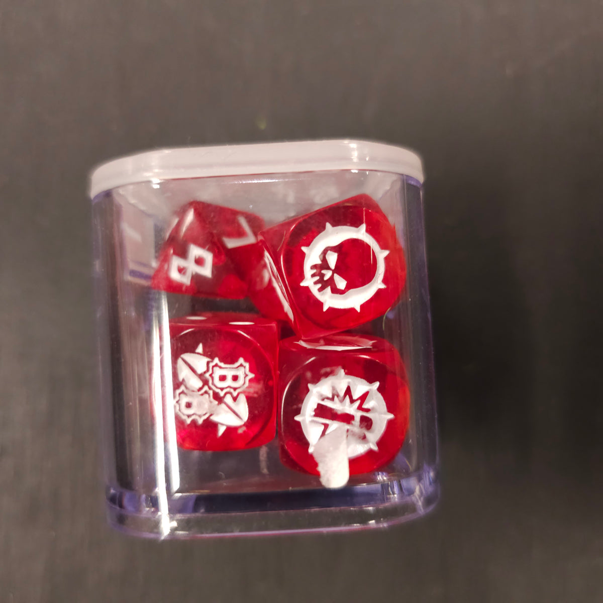 Red Blood Bowl Dice Set - back cover, label or inside detail