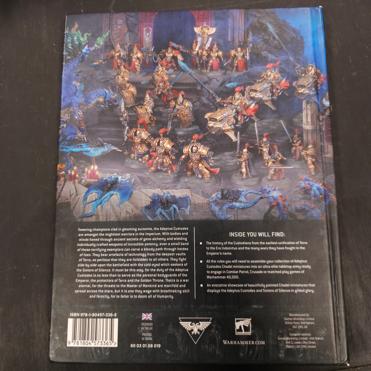 Codex: Adeptus Custodes (2024, 10th Edition) - back cover, label or inside detail