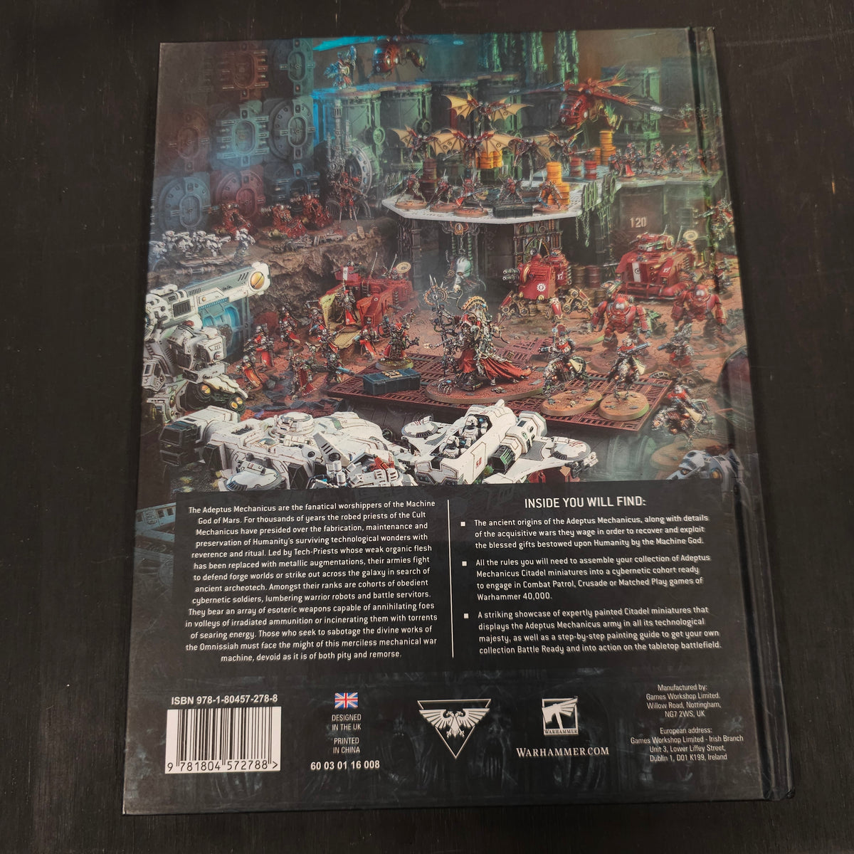 Codex: Adeptus Mechanicus (2023, 10th Edition) - back cover, label or inside detail