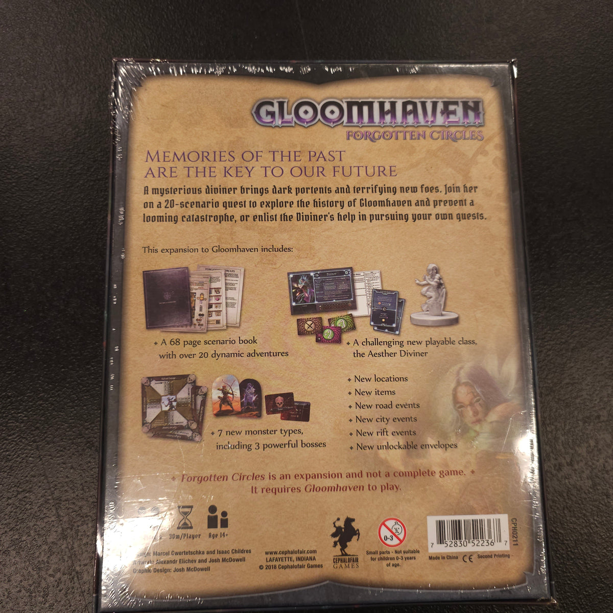 Forgotten Circles expansion box back showing second printing