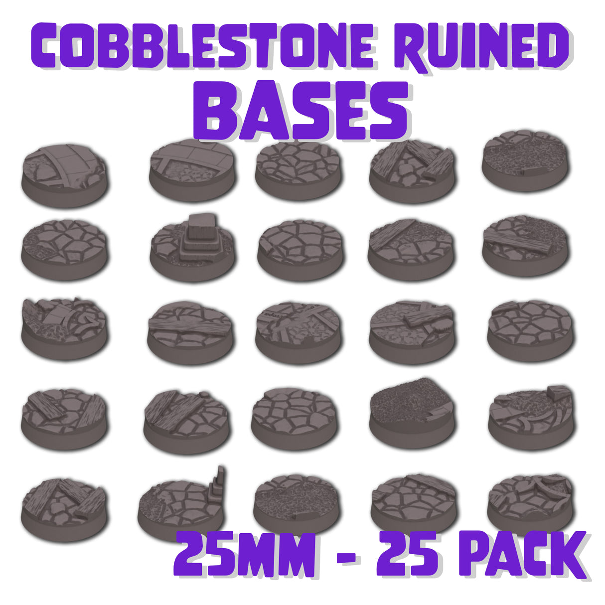 25mm Cobblestone Ruins Round Bases (Set of 25)