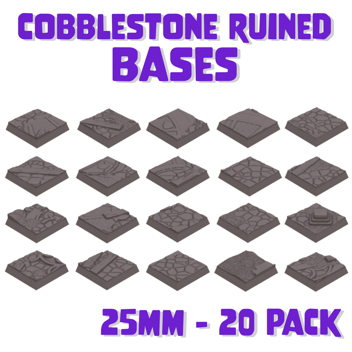 25mm Cobblestone Ruins Square Bases (Set of 20)