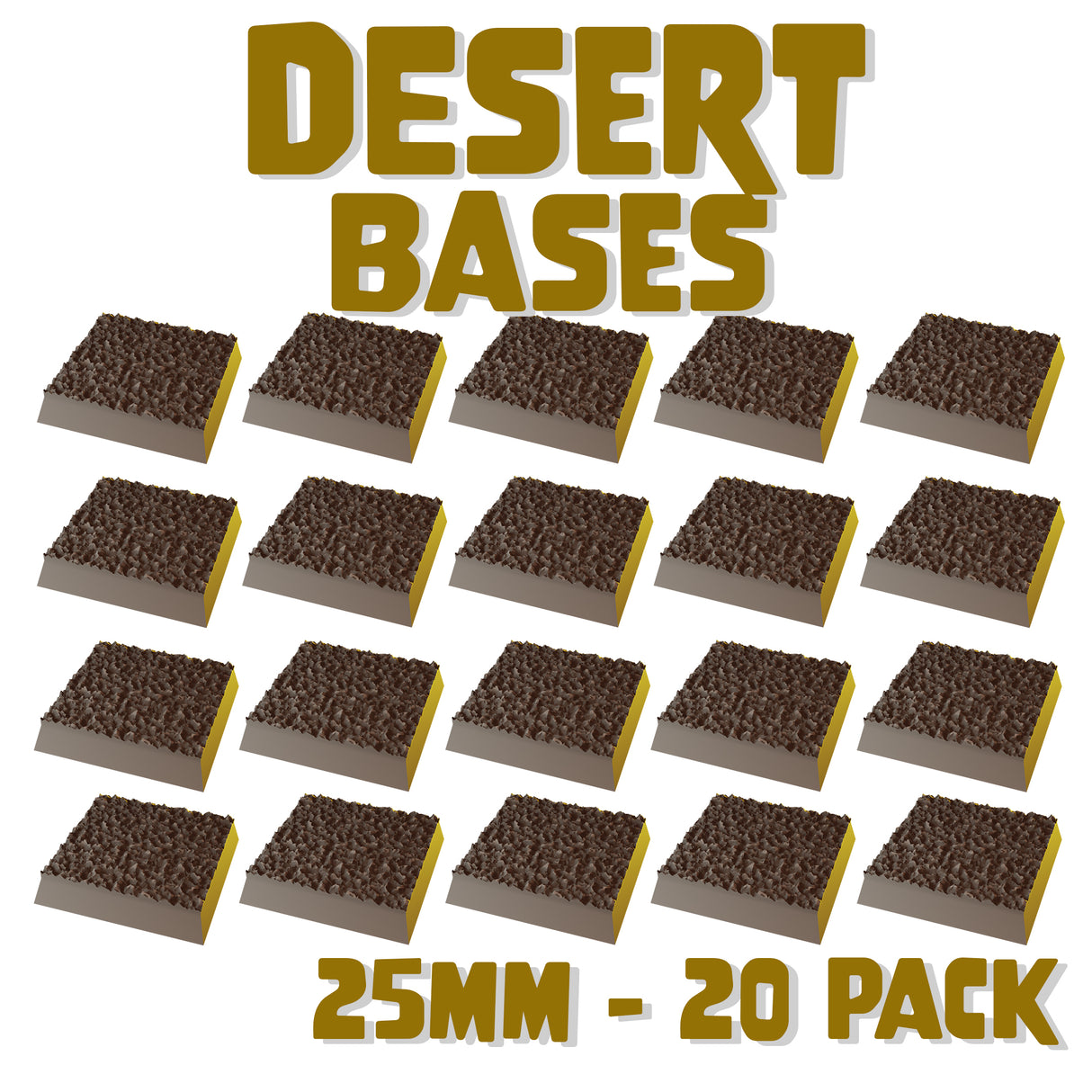 25mm Desert Square Bases (Set of 20)