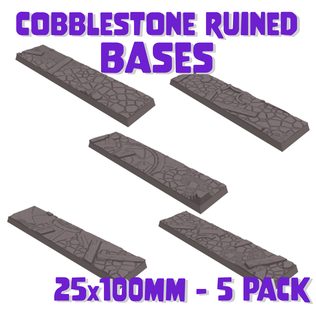 25x100mm Cobblestone Ruins Square Bases (Set of 5)