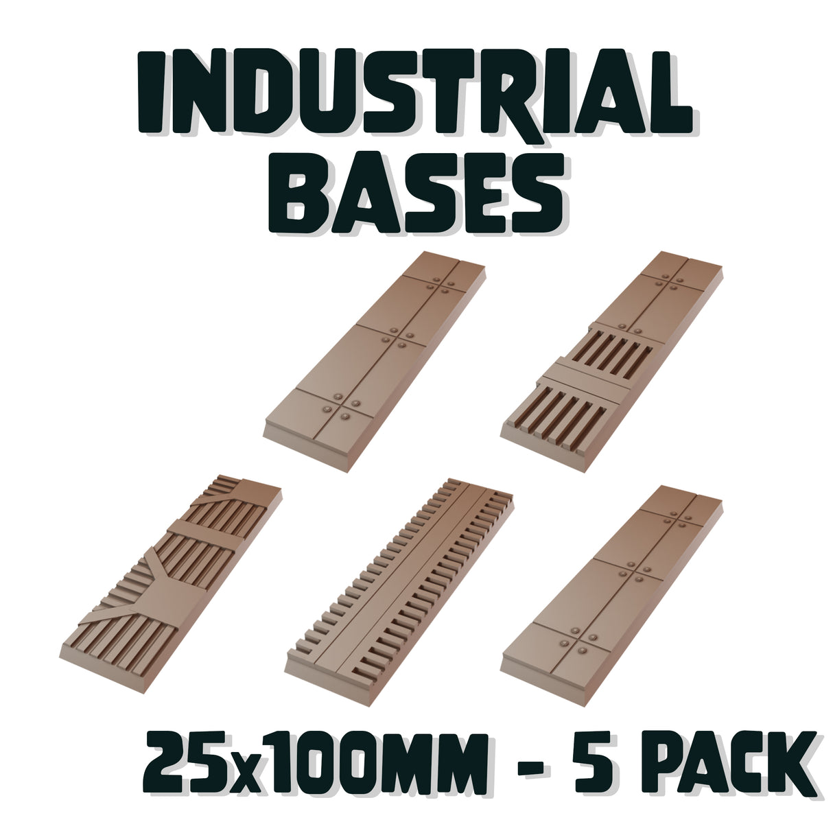 25x100mm Industrial Square Bases (Set of 5)