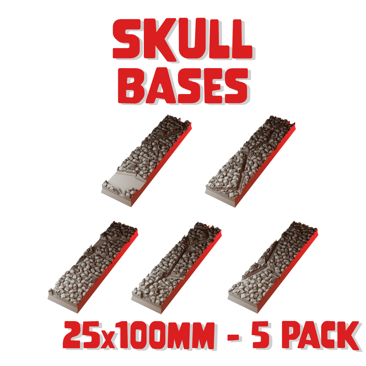 25x100mm Skull Square Bases (Set of 5)