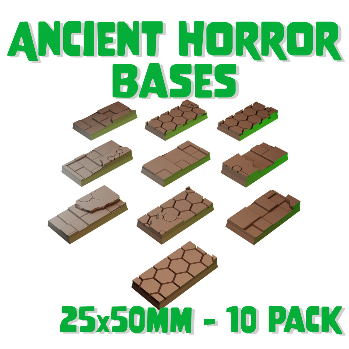 25x50mm Ancient Horror Square Bases (Set of 10)