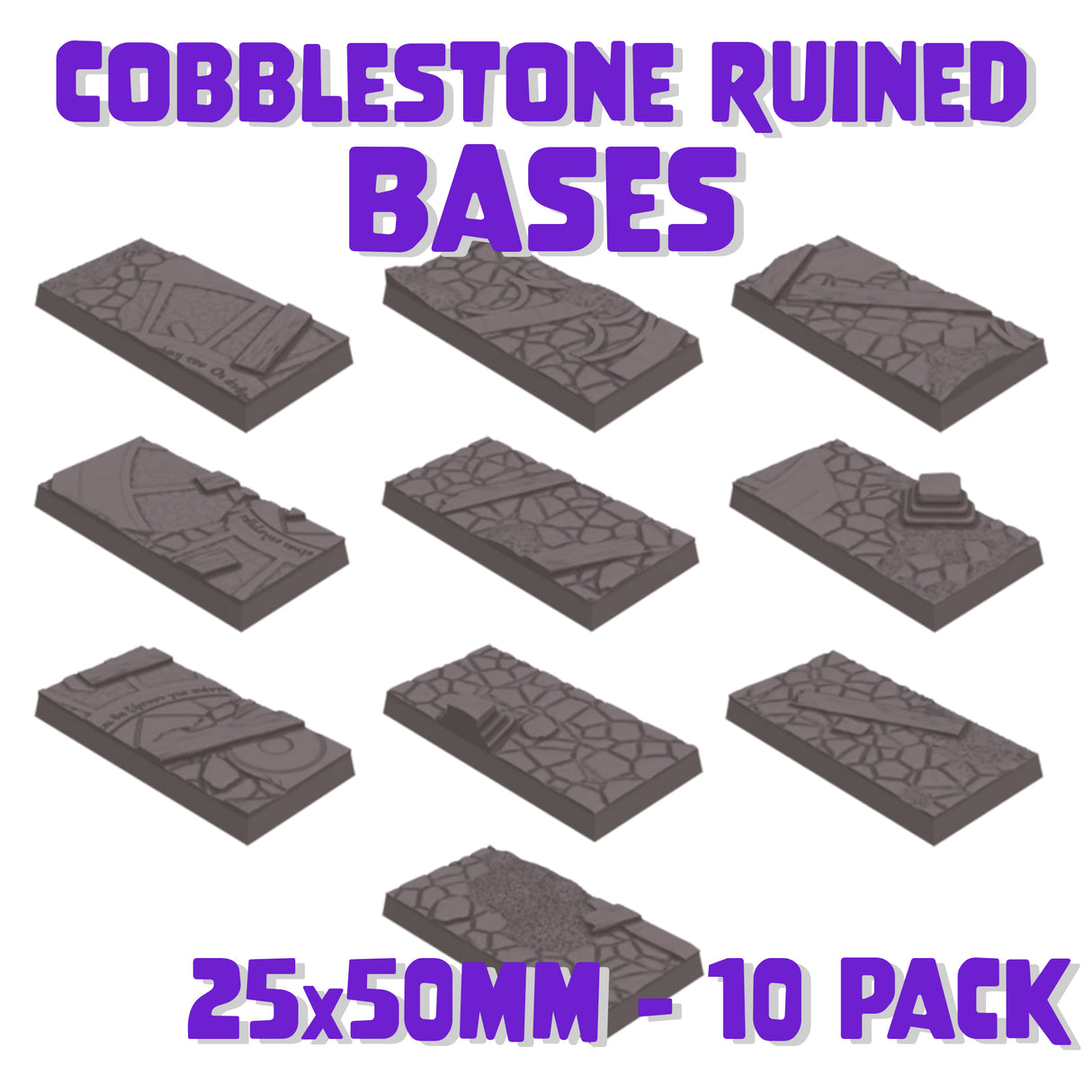 25x50mm Cobblestone Ruins Square Bases (Set of 10)