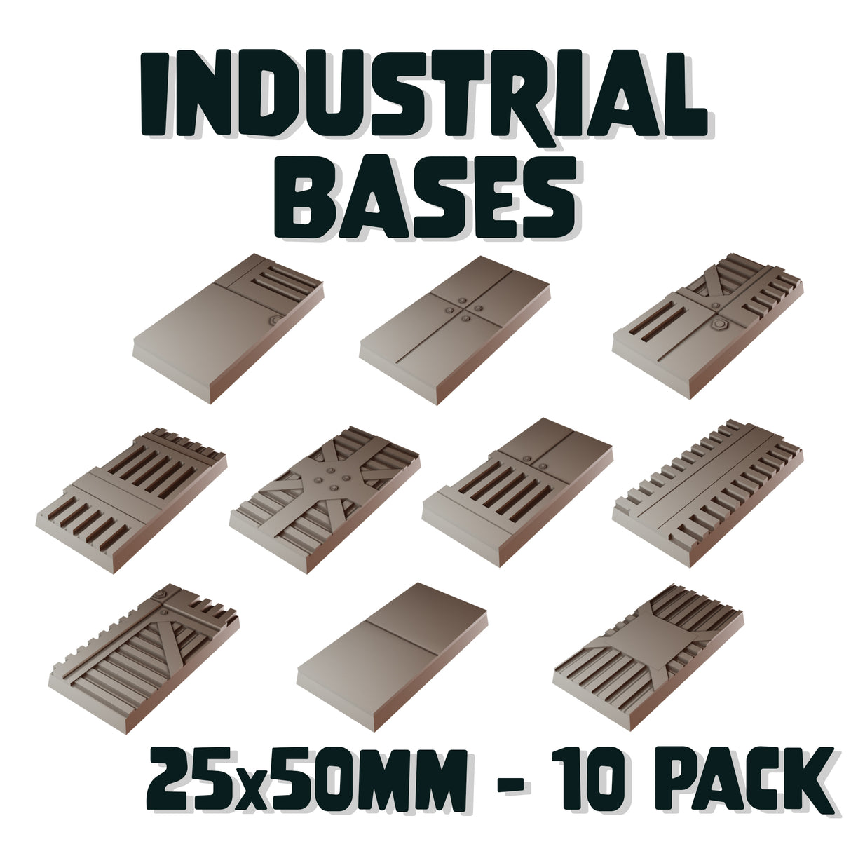 25x50mm Industrial Square Bases (Set of 10)