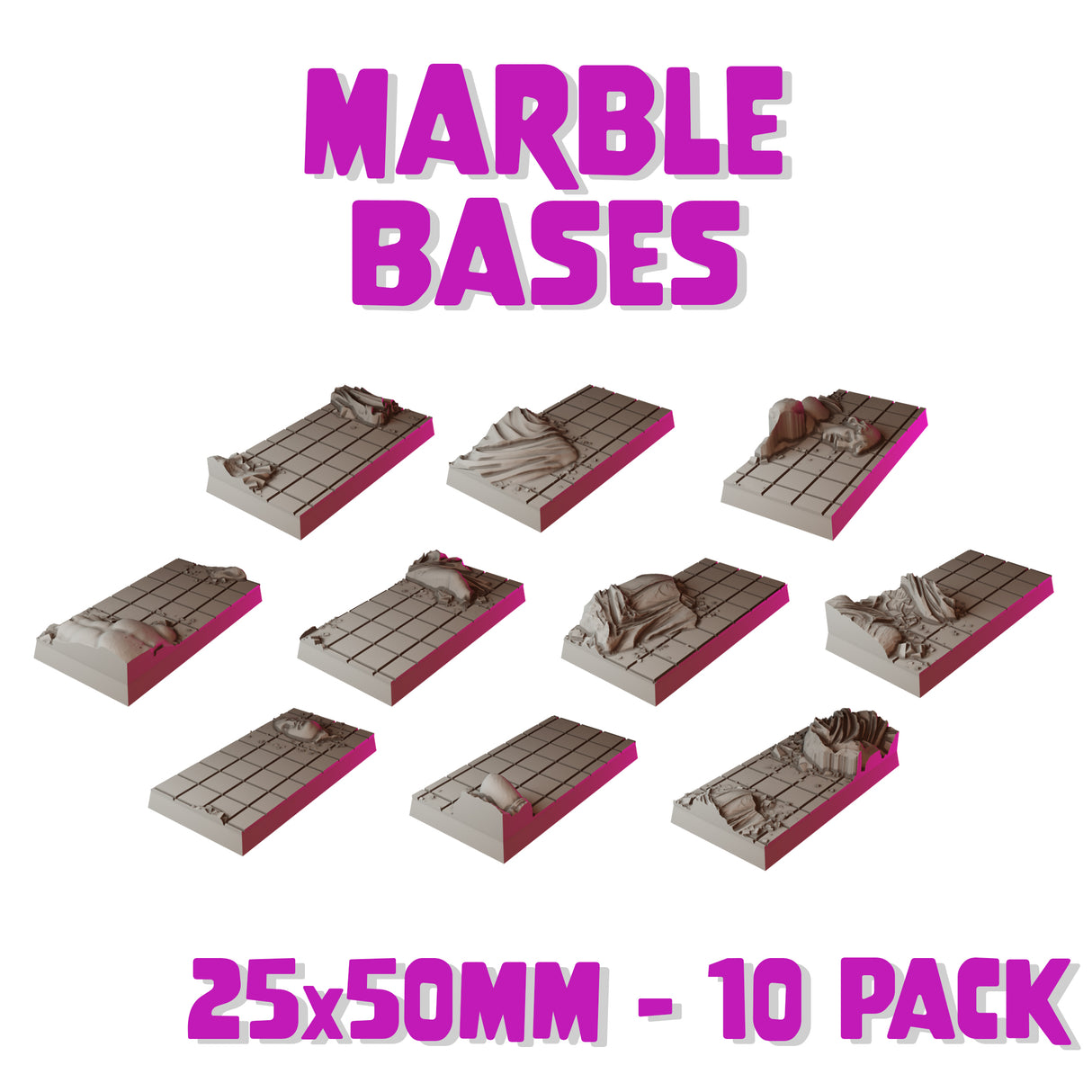 25x50mm Marble Square Bases (Set of 10)