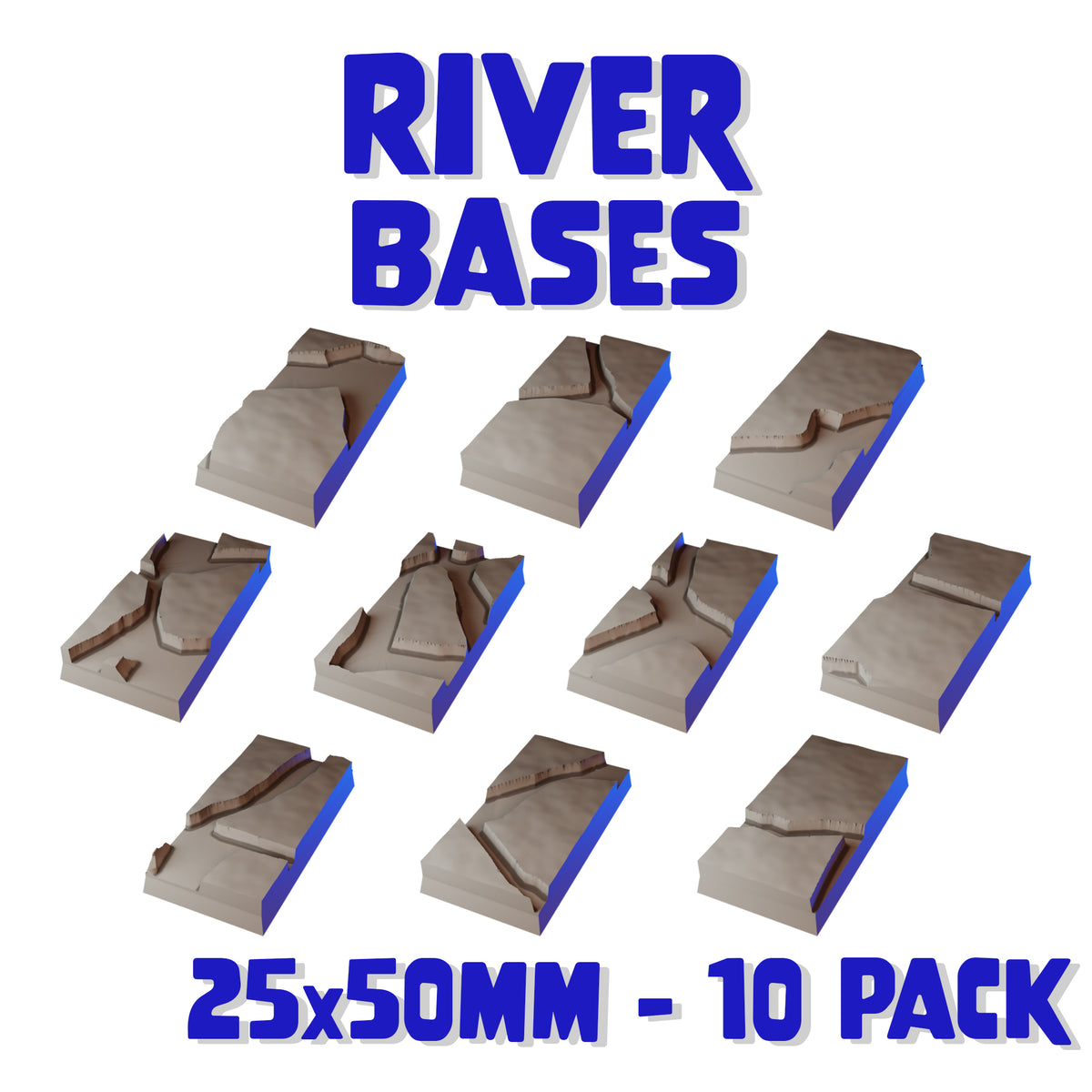 25x50mm River Square Bases (Set of 10) | MiniWarGaming – The ...