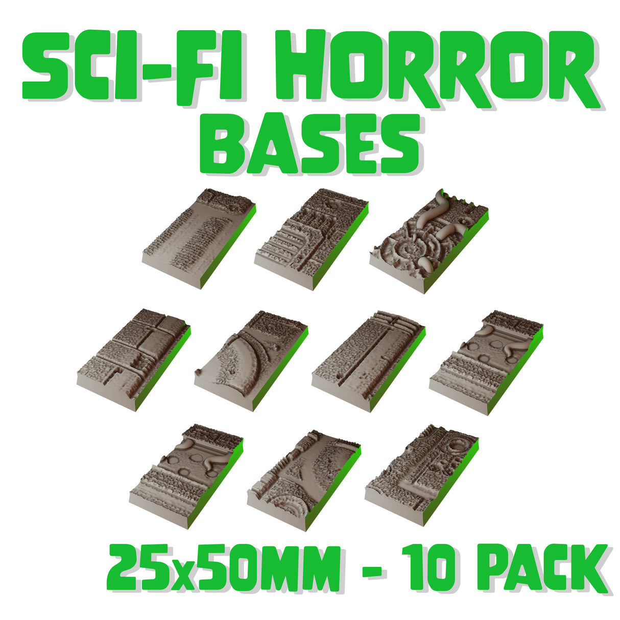 25x50mm Sci-fi Horror Square Bases (Set of 10)