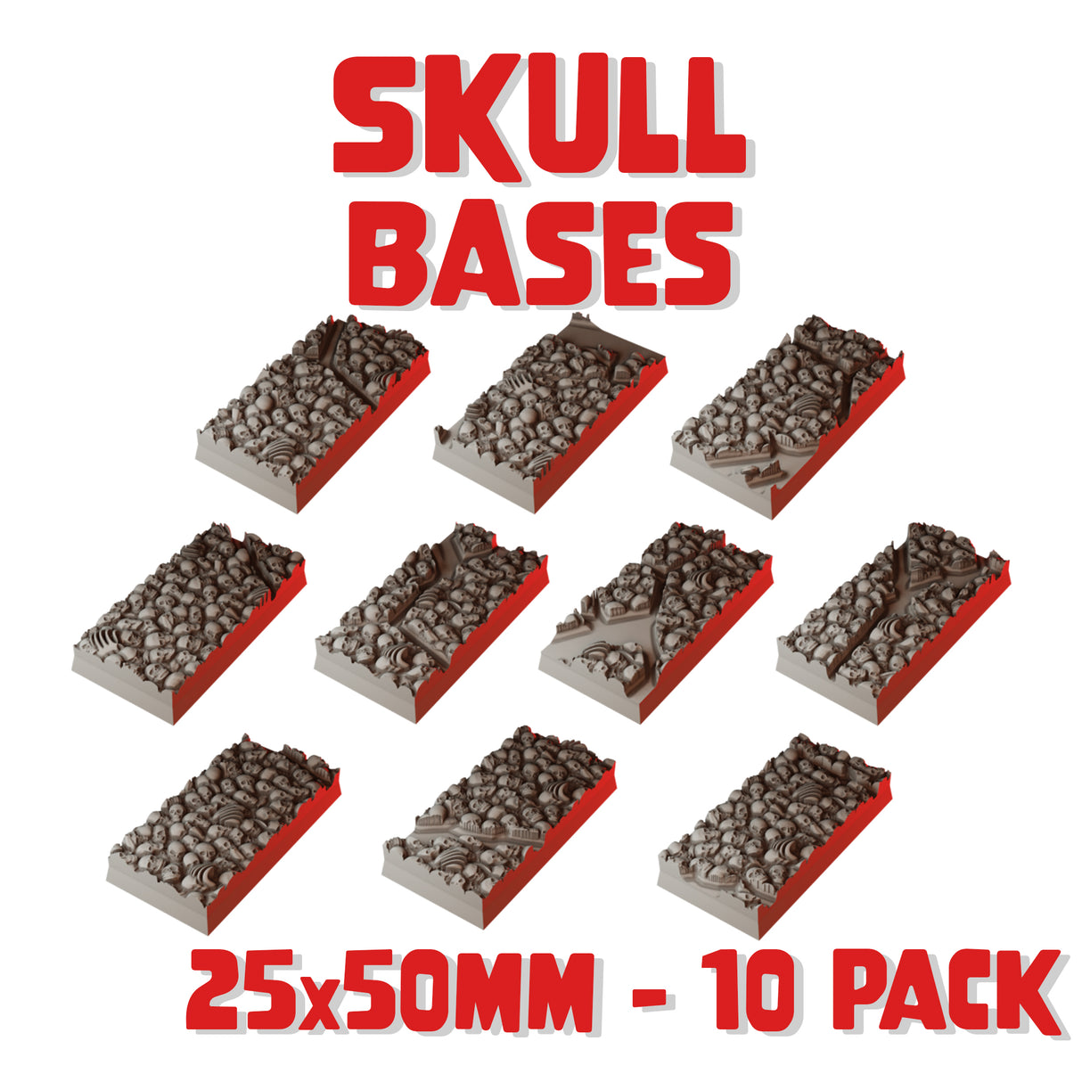 25x50mm Skull Square Bases (Set of 10)