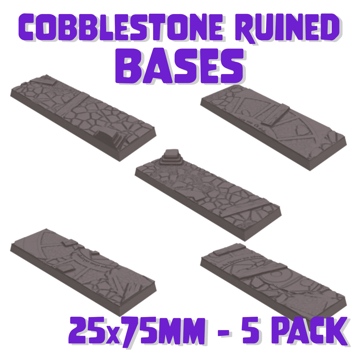 25x75mm Cobblestone Ruin Square Bases (Set of 5)