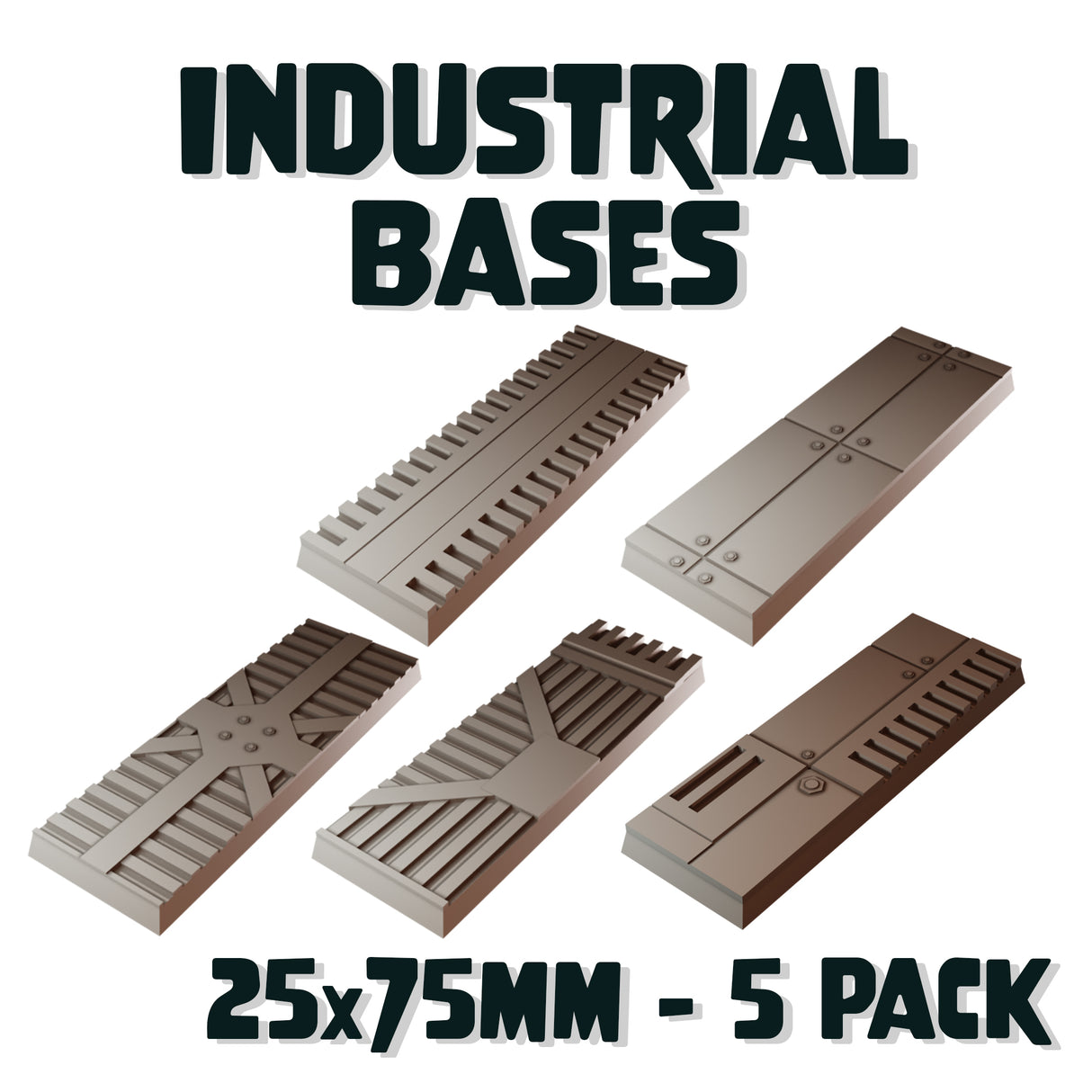 25x75mm Industrial Square Bases (Set of 5)