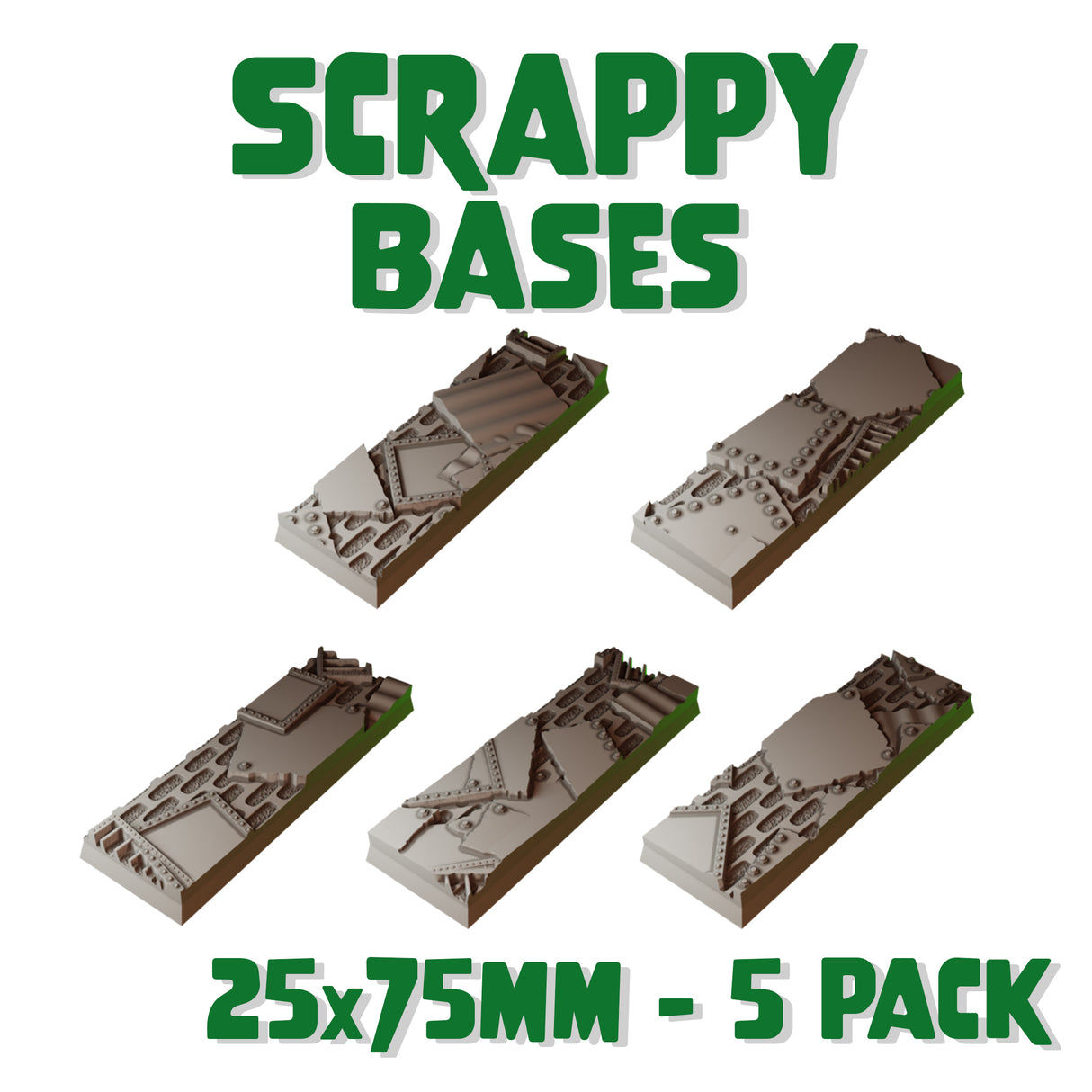 25x75mm Scrappy Square Bases (Set of 5)