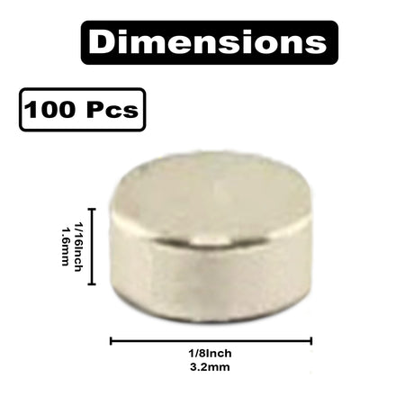 1/8" x 1/16" (3mm x 1.6mm) Disc Magnets (100)