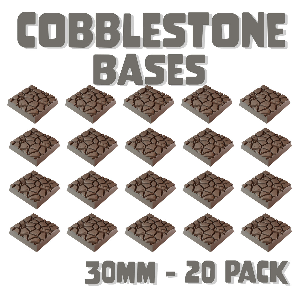 30mm Cobblestone Square Bases (Set of 20)