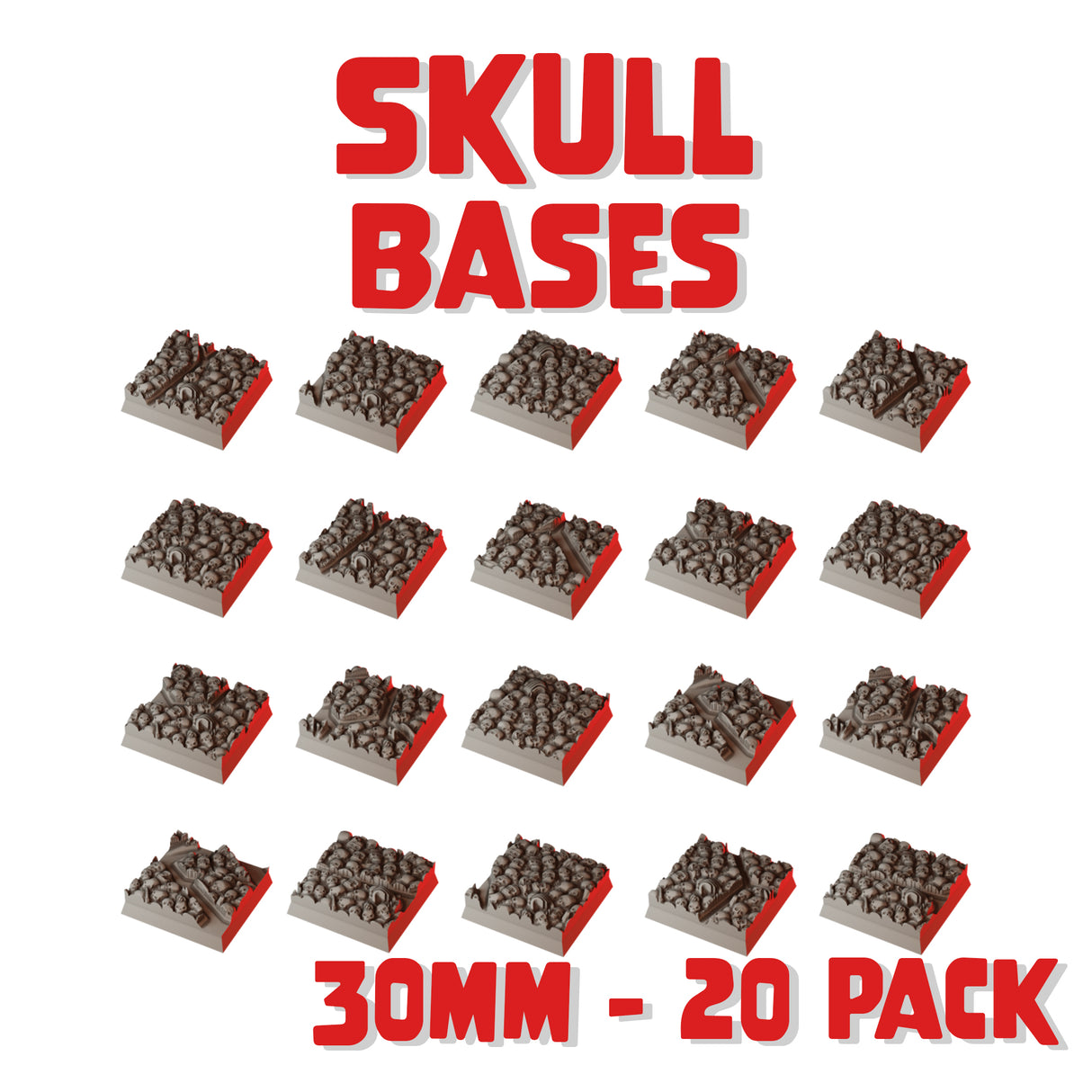 30mm Skull Square Bases (Set of 20)