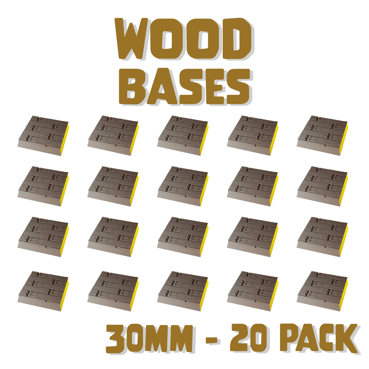 30mm Wood Square Bases (Set of 20)