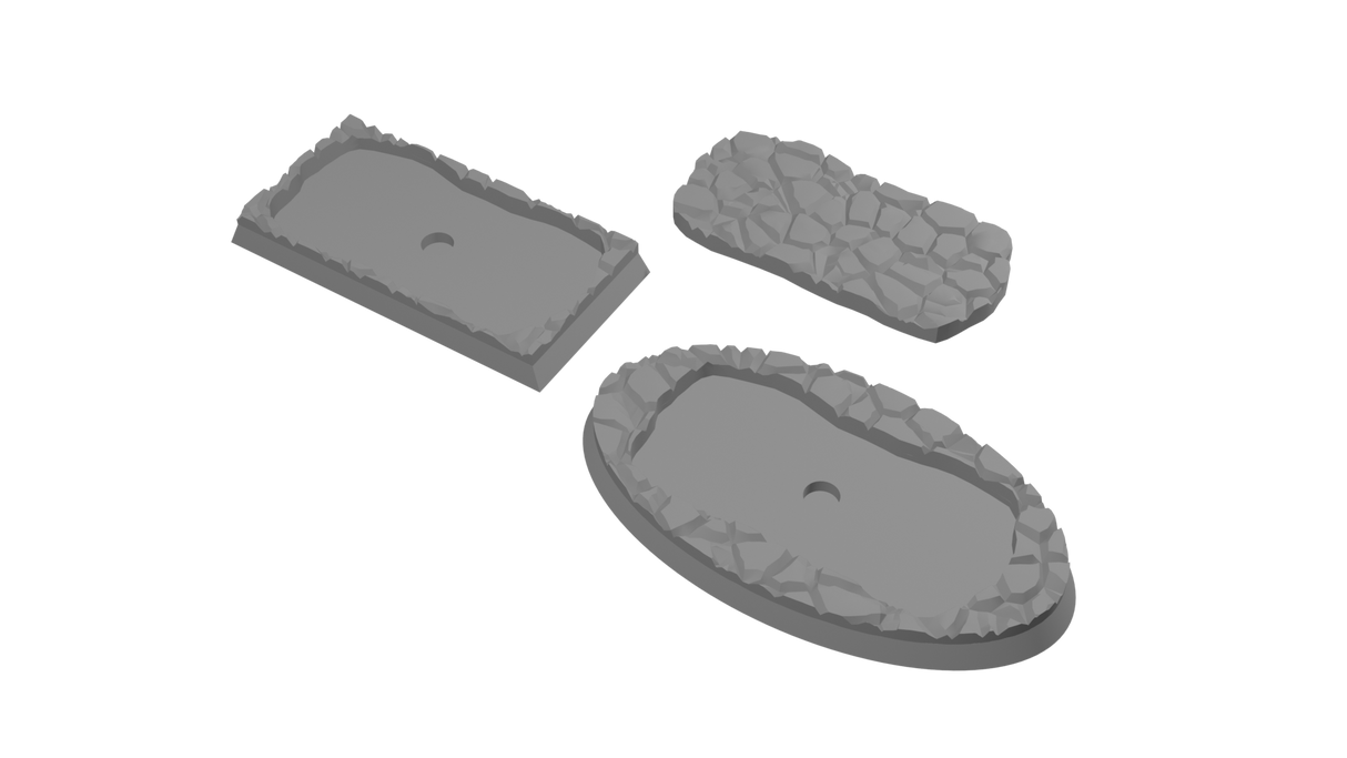 30x60mm Cavalry to 75x42mm Oval Cobblestone - Rank and Flank Base Adapters