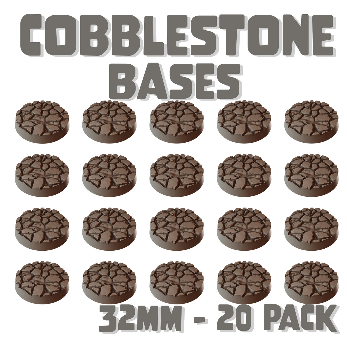 32mm Cobblestone Round Bases (Set of 20)