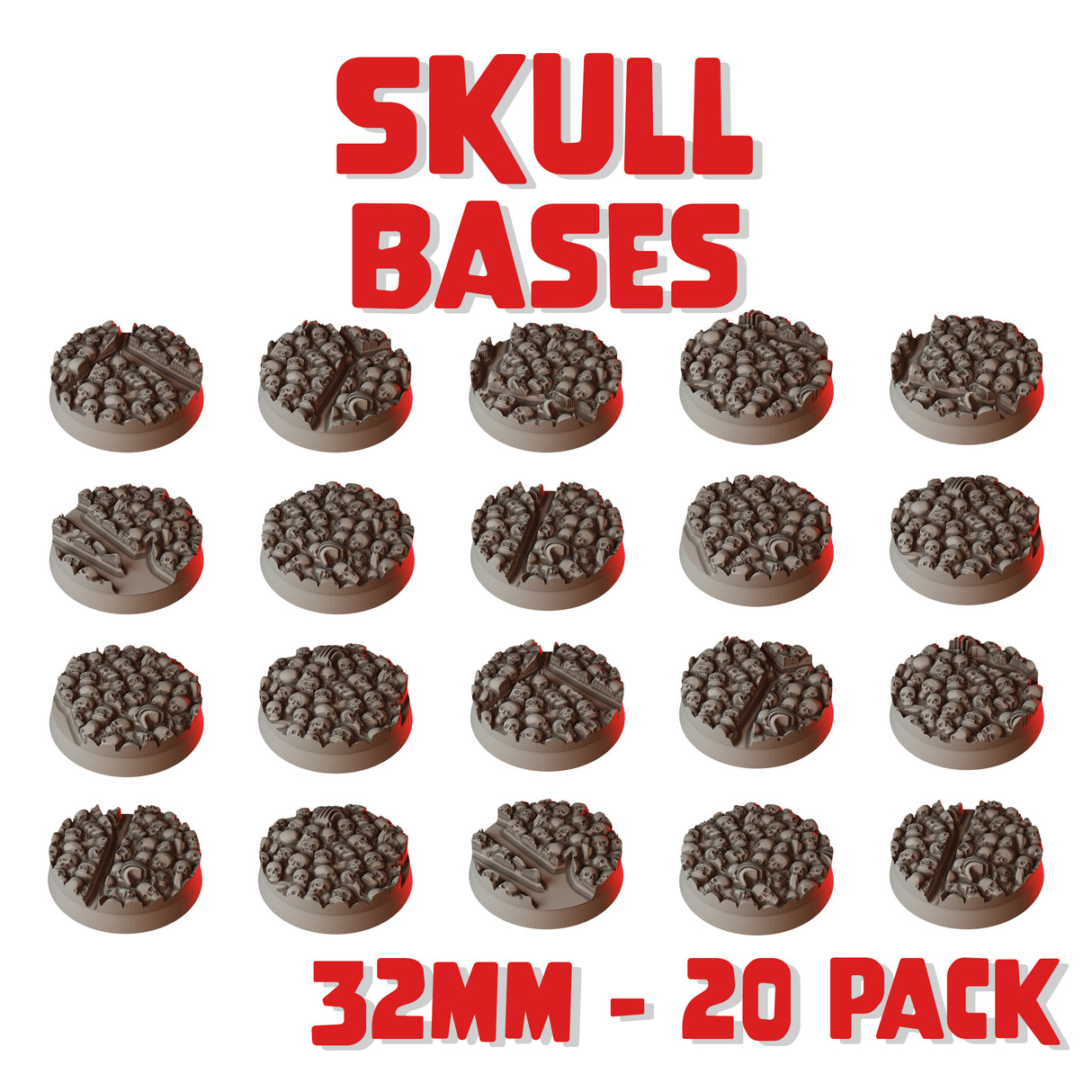 32mm Skull Round Bases (Set of 20)