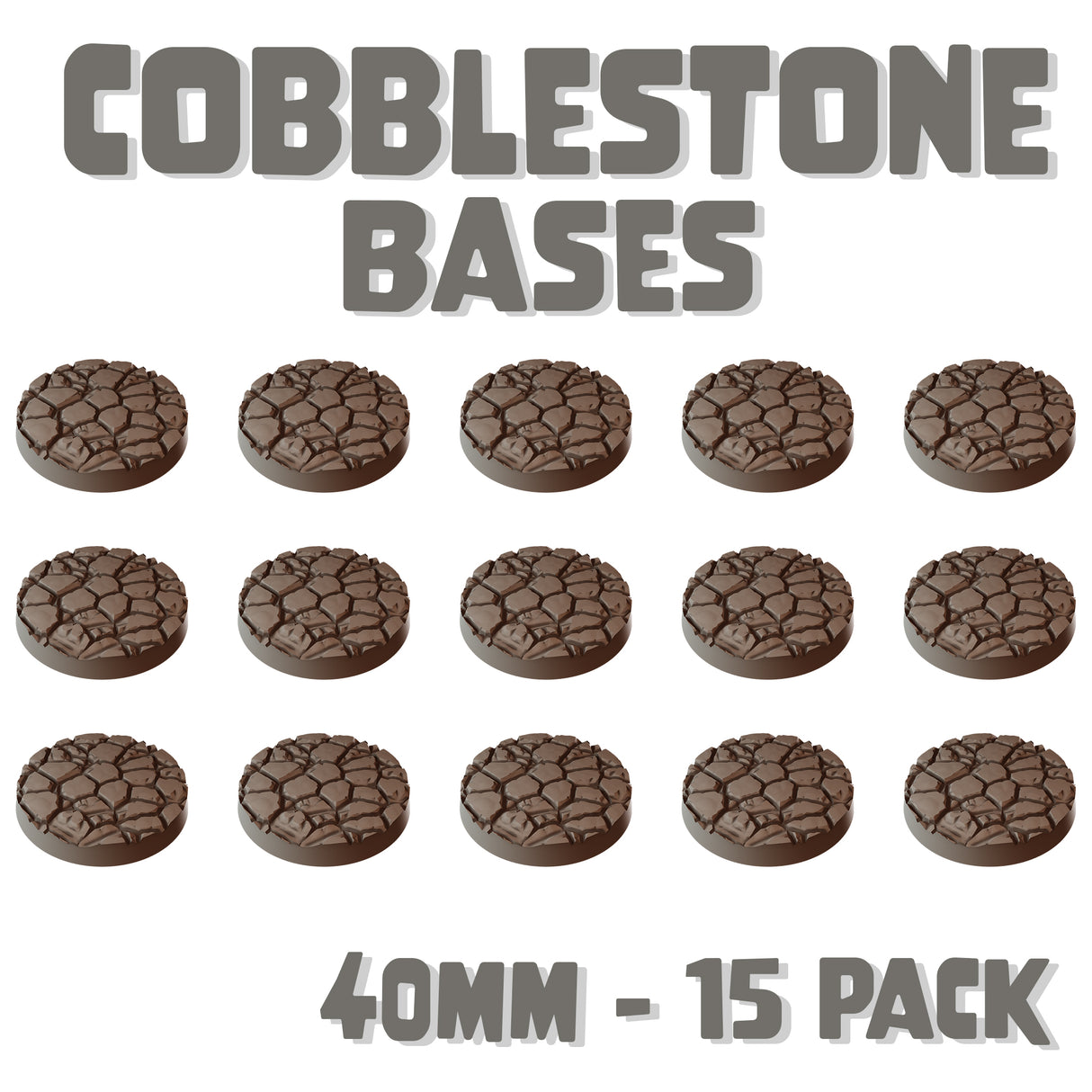 40mm Cobblestone Round Bases (Set of 15)