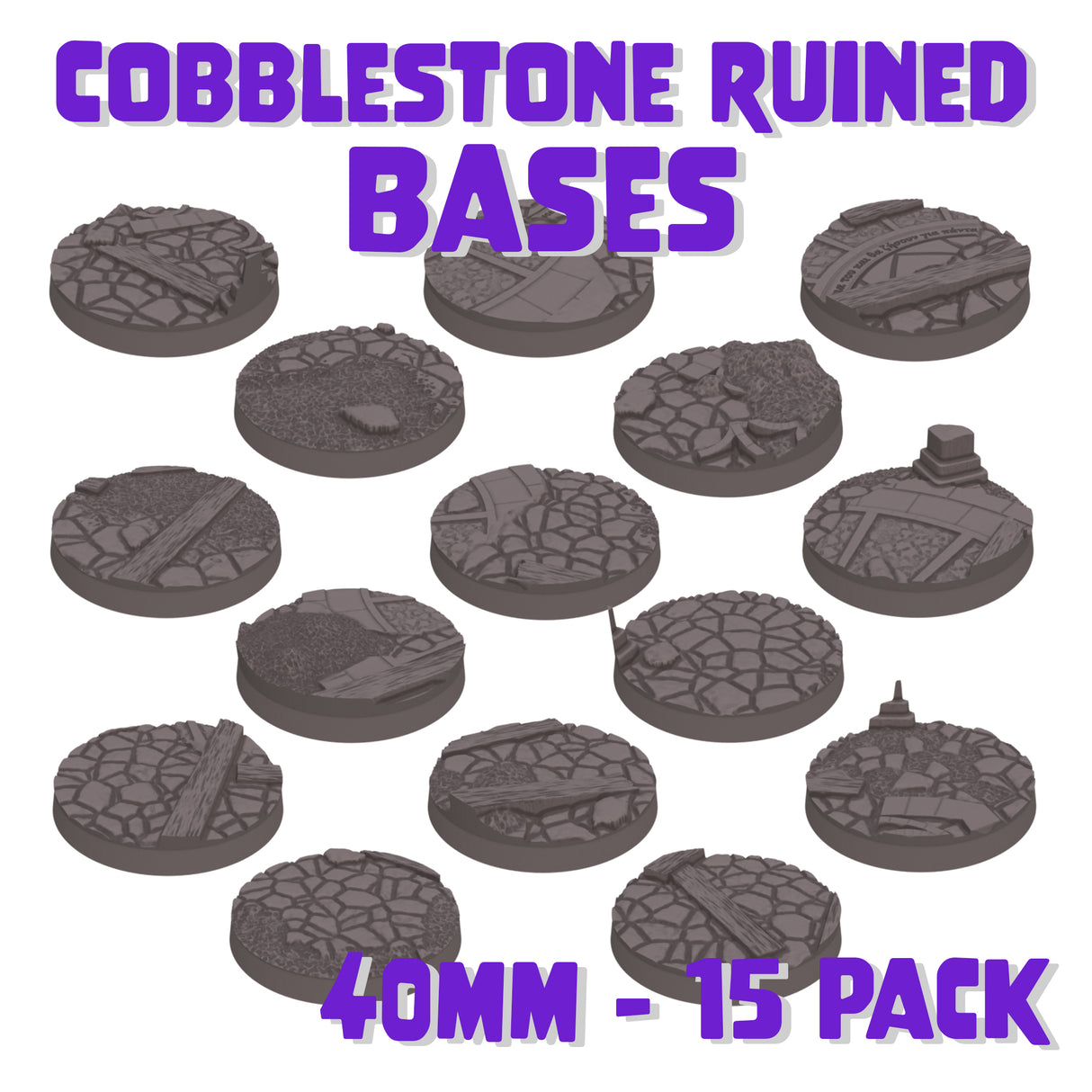 40mm Cobblestone Ruins Round Bases (Set of 15)