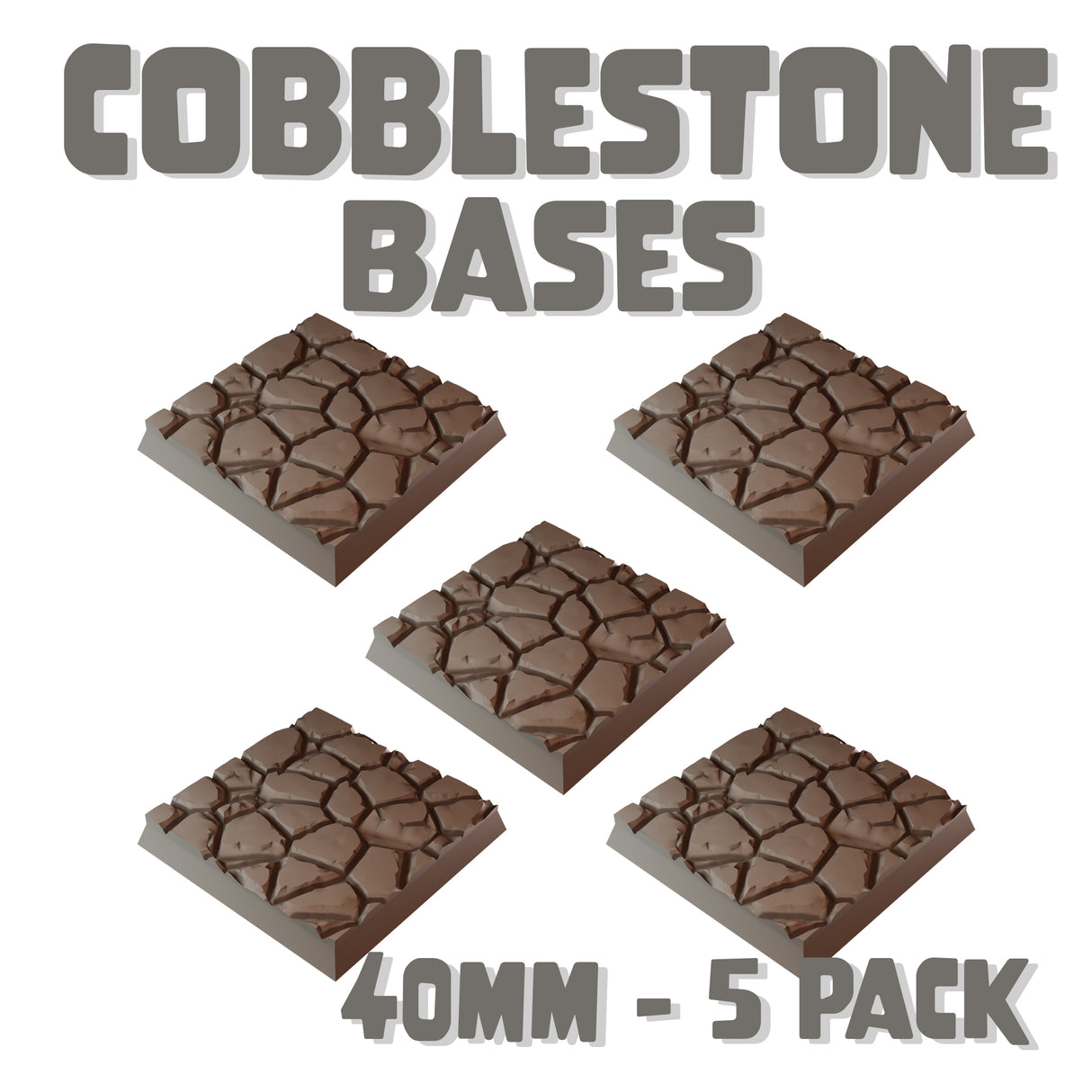 40mm Cobblestone Square Bases (Set of 5)