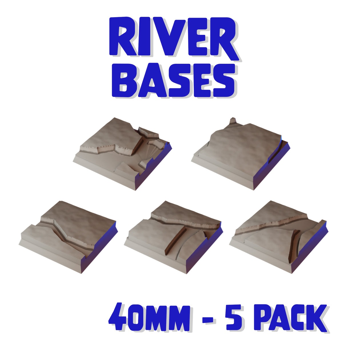 40mm River Square Bases (Set of 5)