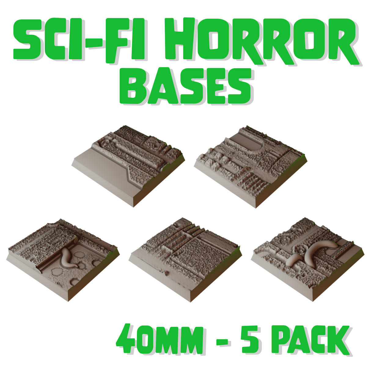 40mm Sci-fi Horror Square Bases (Set of 5)